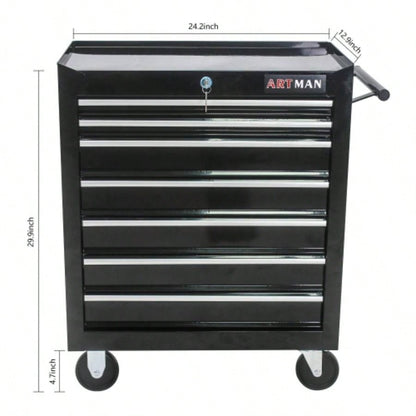 DRAWERS MULTIFUNCTIONAL CART WITH WHEELS - BLACK
