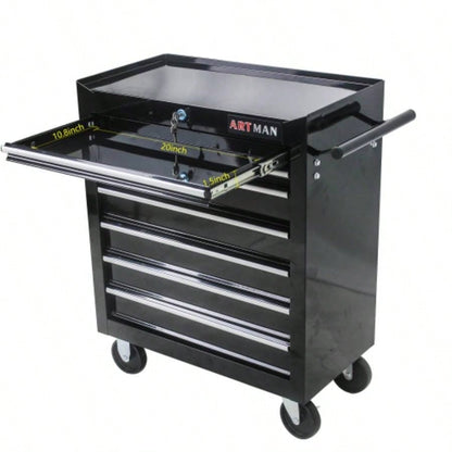 DRAWERS MULTIFUNCTIONAL CART WITH WHEELS - BLACK