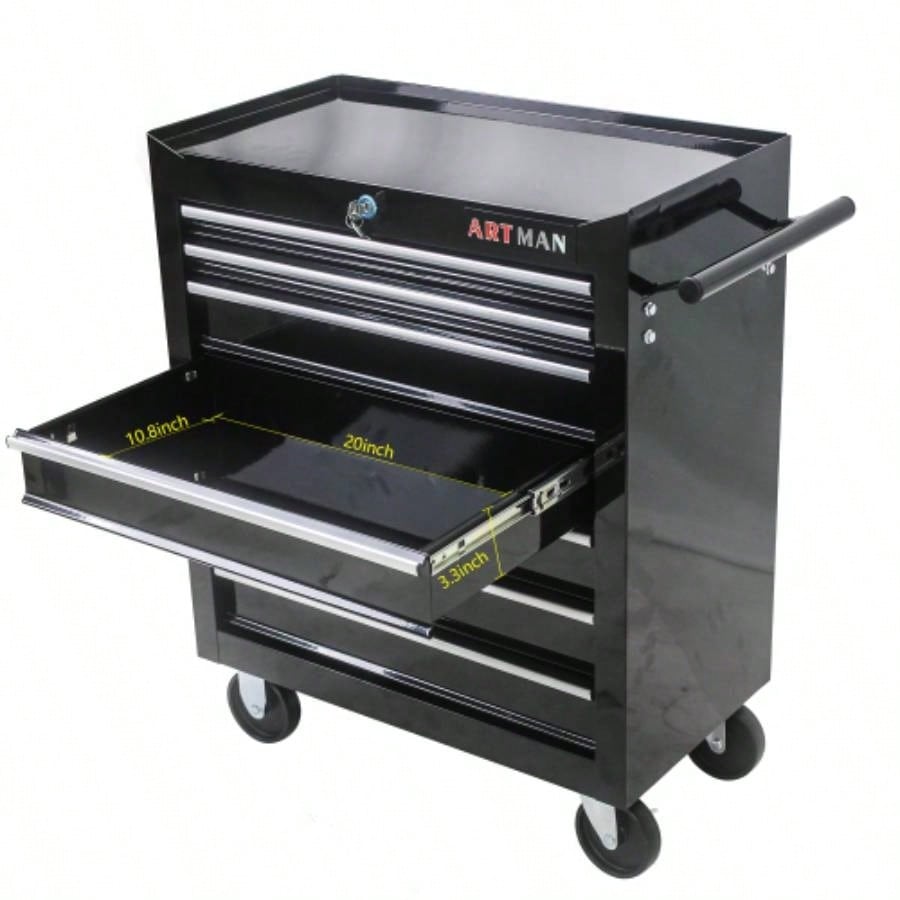 DRAWERS MULTIFUNCTIONAL CART WITH WHEELS - BLACK