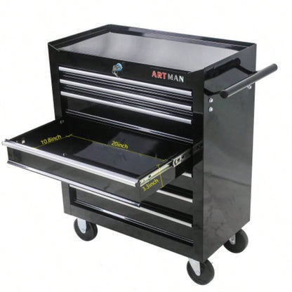 DRAWERS MULTIFUNCTIONAL CART WITH WHEELS - BLACK