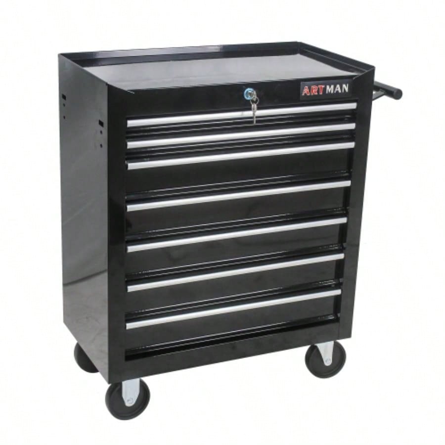 DRAWERS MULTIFUNCTIONAL CART WITH WHEELS - BLACK