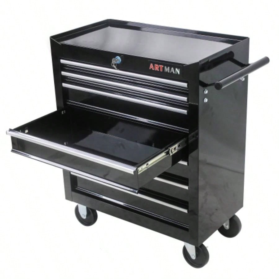 DRAWERS MULTIFUNCTIONAL CART WITH WHEELS - BLACK