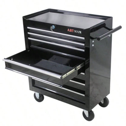 DRAWERS MULTIFUNCTIONAL CART WITH WHEELS - BLACK