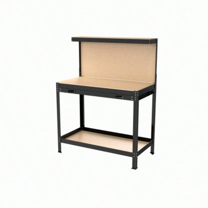 63 Tools Cabinet Working Tables Workbench Storage Workshop Table with Drawers and Pegboard