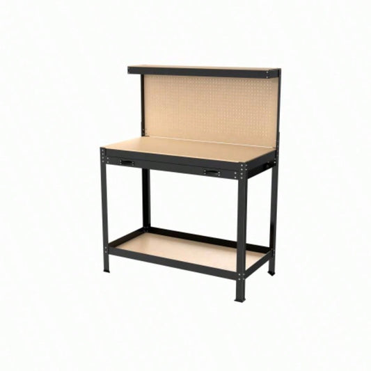 63 Tools Cabinet Working Tables Workbench Storage Workshop Table with Drawers and Pegboard