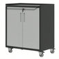 Sturdy and Durable Metal Cabinet Garage with Wheels - Mobile Heavy - Duty Storage Cabinet with 1 Drawer and 2 Locking Doors, Rolling Storage Cabinet, Black and Gray
