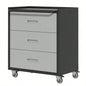 Sturdy and Durable Metal Cabinet Garage with Wheels - Mobile Heavy - Duty Storage Cabinet with 1 Drawer and 2 Locking Doors, Rolling Storage Cabinet, Black and Gray