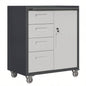 Sturdy and Durable Metal Cabinet Garage with Wheels - Mobile Heavy - Duty Storage Cabinet with 1 Drawer and 2 Locking Doors, Rolling Storage Cabinet, Black and Gray