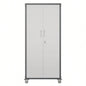 Sturdy and Durable Metal Cabinet Garage with Wheels - Mobile Heavy - Duty Storage Cabinet with 1 Drawer and 2 Locking Doors, Rolling Storage Cabinet, Black and Gray