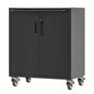 Sturdy and Durable Metal Cabinet Garage with Wheels - Mobile Heavy - Duty Storage Cabinet with 1 Drawer and 2 Locking Doors, Rolling Storage Cabinet, Black and Gray