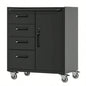 Sturdy and Durable Metal Cabinet Garage with Wheels - Mobile Heavy - Duty Storage Cabinet with 1 Drawer and 2 Locking Doors, Rolling Storage Cabinet, Black and Gray