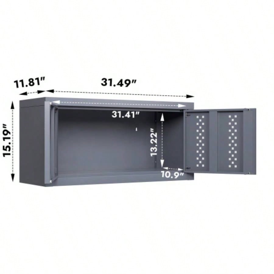 Metal garage cabinet with door, wall - mounted storage cabinet, floating cabinet basements, kitchens, and warehouses gray, 11.81 H
