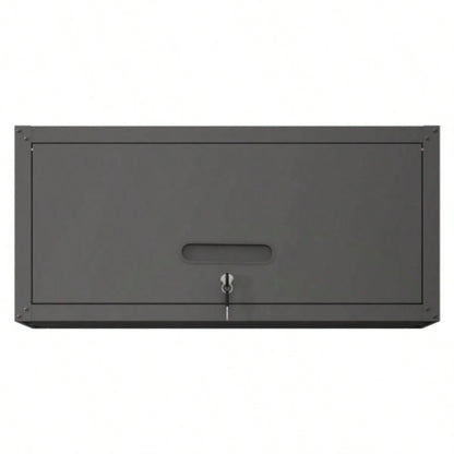 Sturdy and Durable Metal Cabinet Garage with Wheels - Mobile Heavy - Duty Storage Cabinet with 1 Drawer and 2 Locking Doors, Rolling Storage Cabinet, Black and Gray