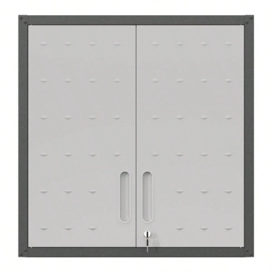 Sturdy and Durable Metal Cabinet Garage with Wheels - Mobile Heavy - Duty Storage Cabinet with 1 Drawer and 2 Locking Doors, Rolling Storage Cabinet, Black and Gray