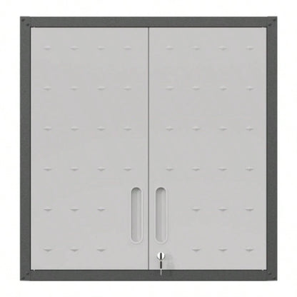 Sturdy and Durable Metal Cabinet Garage with Wheels - Mobile Heavy - Duty Storage Cabinet with 1 Drawer and 2 Locking Doors, Rolling Storage Cabinet, Black and Gray