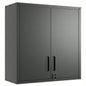 Sturdy and Durable Metal Cabinet Garage with Wheels - Mobile Heavy - Duty Storage Cabinet with 1 Drawer and 2 Locking Doors, Rolling Storage Cabinet, Black and Gray