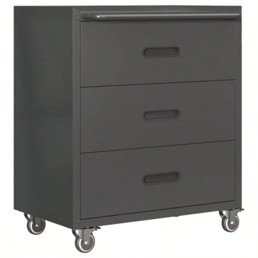 Sturdy and Durable Metal Cabinet Garage with Wheels - Mobile Heavy - Duty Storage Cabinet with 1 Drawer and 2 Locking Doors, Rolling Storage Cabinet, Black and Gray