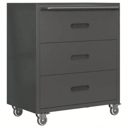 Sturdy and Durable Metal Cabinet Garage with Wheels - Mobile Heavy - Duty Storage Cabinet with 1 Drawer and 2 Locking Doors, Rolling Storage Cabinet, Black and Gray