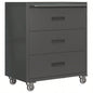Sturdy and Durable Metal Cabinet Garage with Wheels - Mobile Heavy - Duty Storage Cabinet with 1 Drawer and 2 Locking Doors, Rolling Storage Cabinet, Black and Gray
