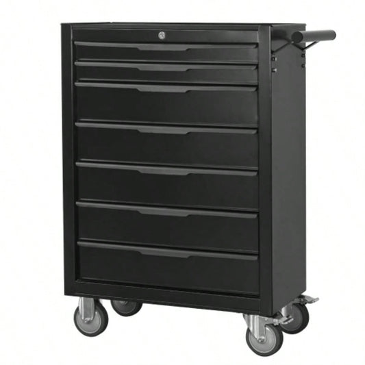 - Drawer Rolling Chest Cabinet, Large Capacity Metal Box with Wheels and Cylinder Locking, Roll Around Storage Organizer Cart Garage, Warehouse, Work Shop - Black