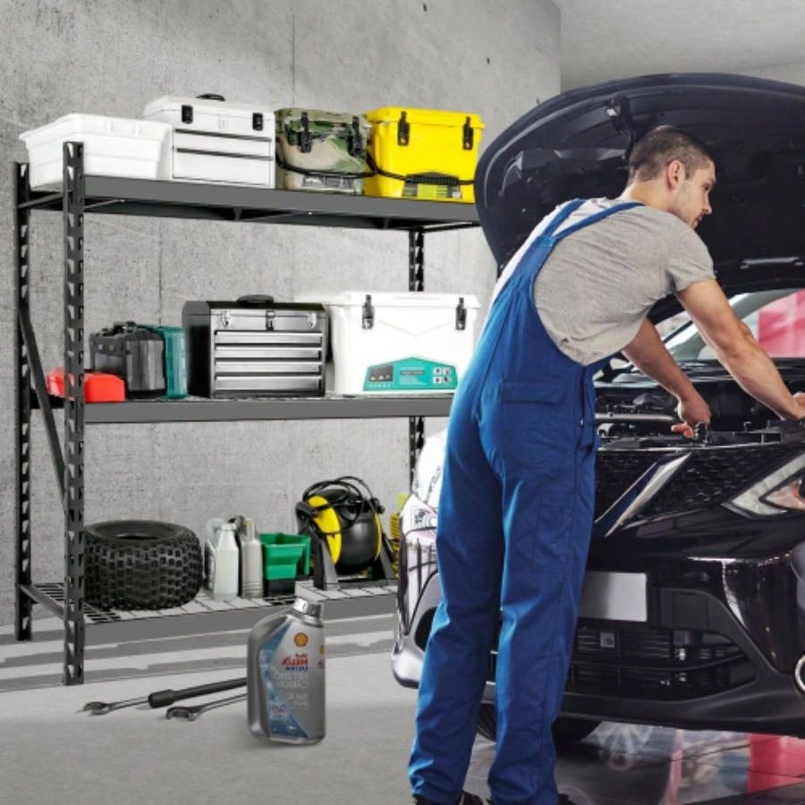Garage Shelving Heavy Duty 72H*77 Garage Storage Shelves 6000LBS Heavy Duty Shelving Adjustable 3 Tier Metal Shelving Garage Storage Shelving Industrial Shelving Storage Rack, Black