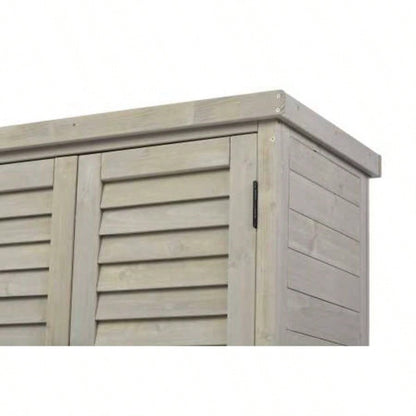 Potting with Storage Cabinet and Metal Table Top Outdoor Patio, Garden Furniture Wood Workstation 31.5x17x36