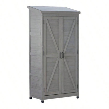 Potting with Storage Cabinet and Metal Table Top Outdoor Patio, Garden Furniture Wood Workstation 31.5x17x36