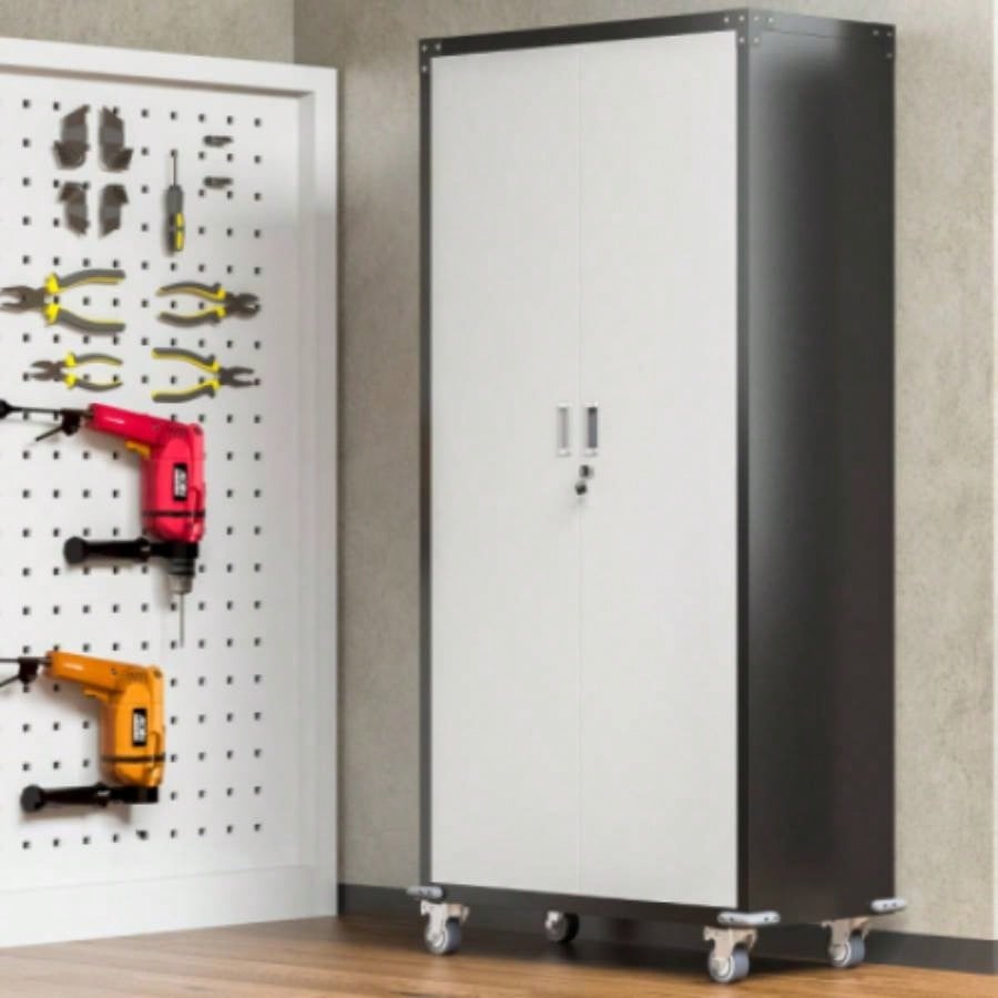 Garage Storage Cabinets with Locking Doors and 4 Adjustable Shelves