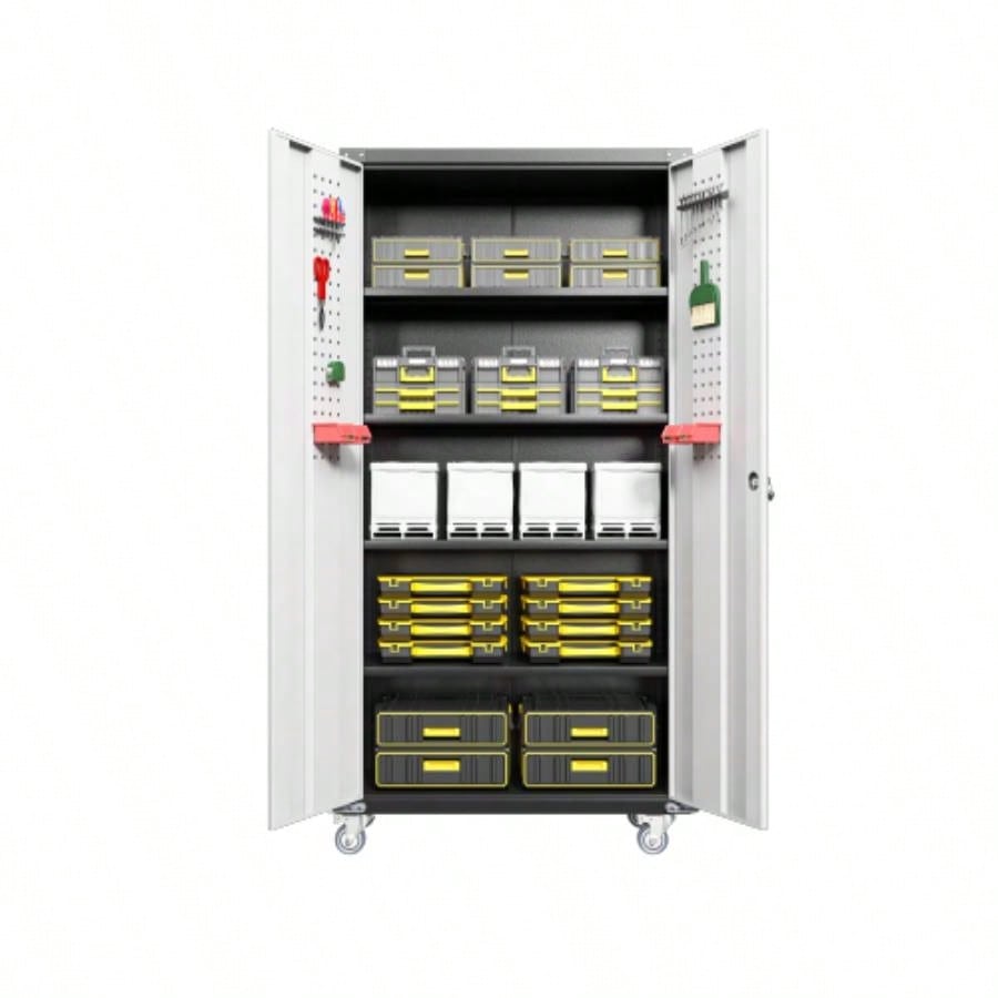 Garage Storage Cabinets with Locking Doors and 4 Adjustable Shelves