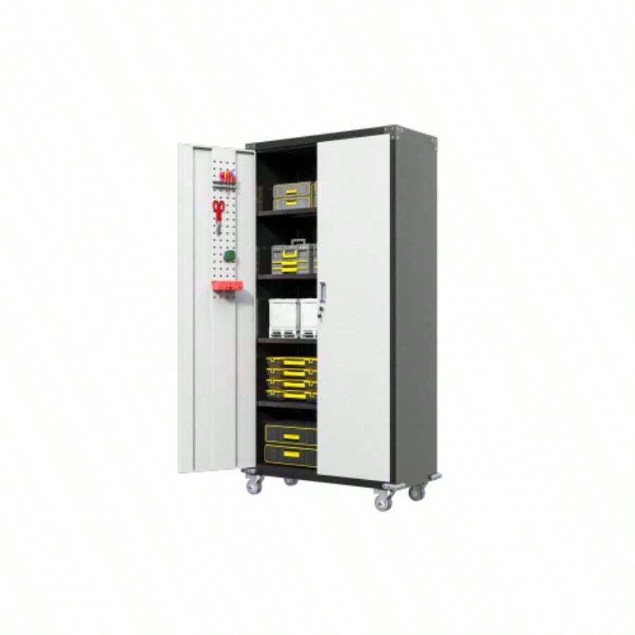 Garage Storage Cabinets with Locking Doors and 4 Adjustable Shelves