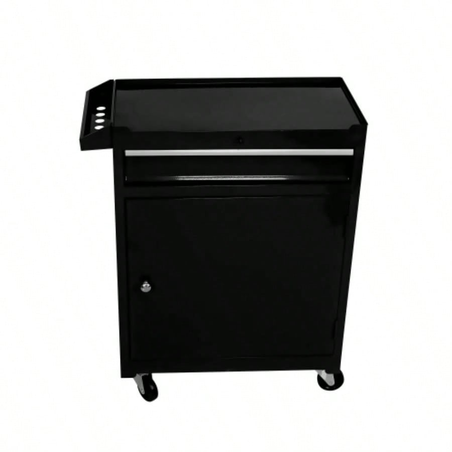 Rolling Chest, 5 - Drawer Box Organizer/Lockable Wheels Sliding Drawers Detachable Top Adjustable Shelf, Storage Cabinet Garage WorkshopBLACK