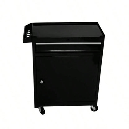 Rolling Chest, 5 - Drawer Box Organizer/Lockable Wheels Sliding Drawers Detachable Top Adjustable Shelf, Storage Cabinet Garage WorkshopBLACK