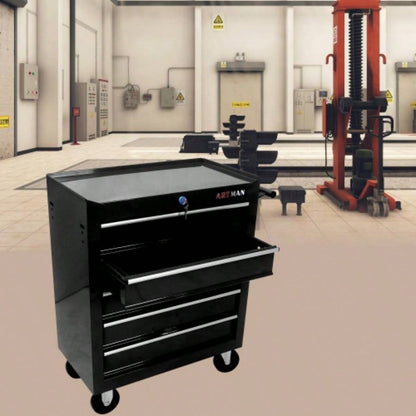 5 Drawer Chest, Storage Cabinet Garage Storage with 4 Wheels and Locking System, BLACK