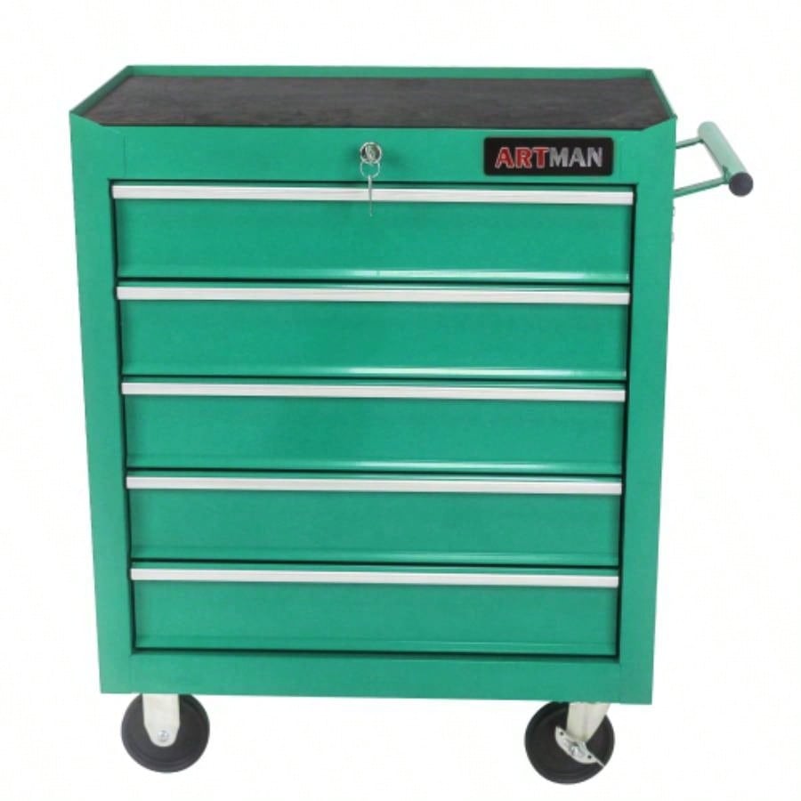 5 Drawer Chest, Storage Cabinet Garage Storage with 4 Wheels and Locking System, BLACK