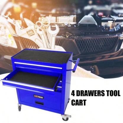 4 DRAWERS MULTIFUNCTIONAL CART WITH WHEELS - BLUE