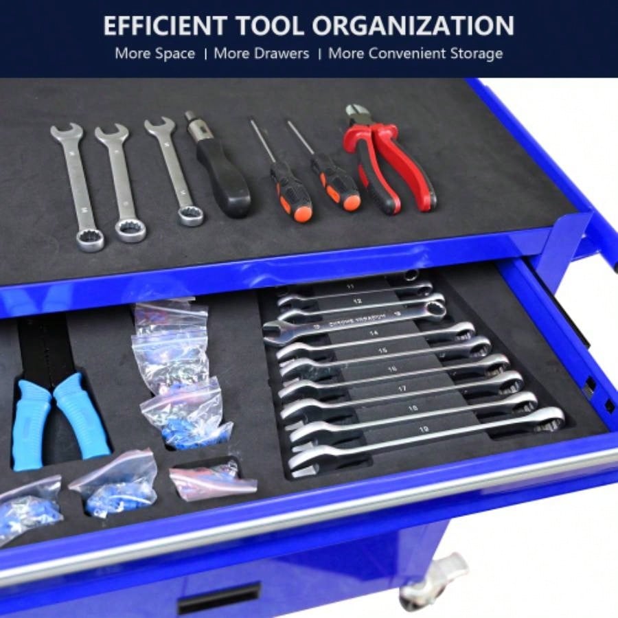 4 DRAWERS MULTIFUNCTIONAL CART WITH WHEELS - BLUE