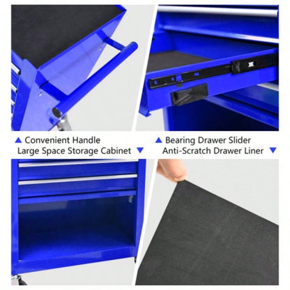 4 DRAWERS MULTIFUNCTIONAL CART WITH WHEELS - BLUE