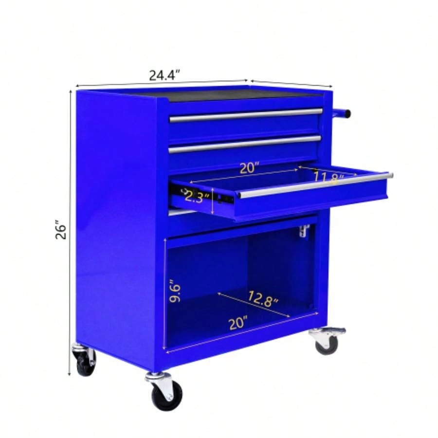 4 DRAWERS MULTIFUNCTIONAL CART WITH WHEELS - BLUE