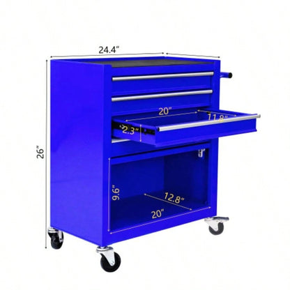 4 DRAWERS MULTIFUNCTIONAL CART WITH WHEELS - BLUE