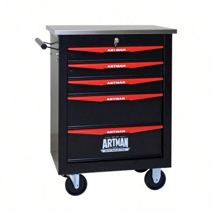 4 Drawers Multifunctional Cart with Wheels, Metal Rolling Cart Storage Garage Workshop Warehouse Repair Shop - With Stainless Steel Roof - BLACKBLUE