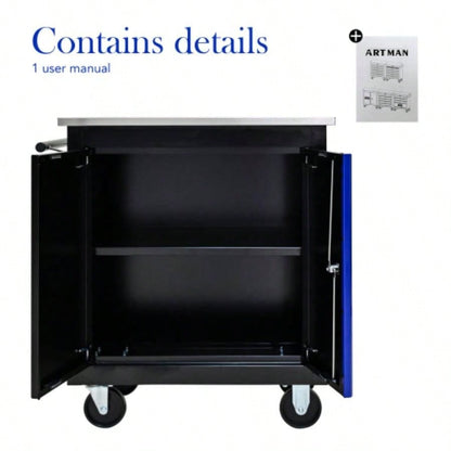 Movable Lockable Double Door Partition with Lock Multi - functional Hardware Storage Car Auto Repair Locker - BLAKBLUE