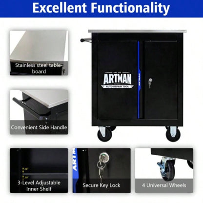 Movable Lockable Double Door Partition with Lock Multi - functional Hardware Storage Car Auto Repair Locker - BLAKBLUE