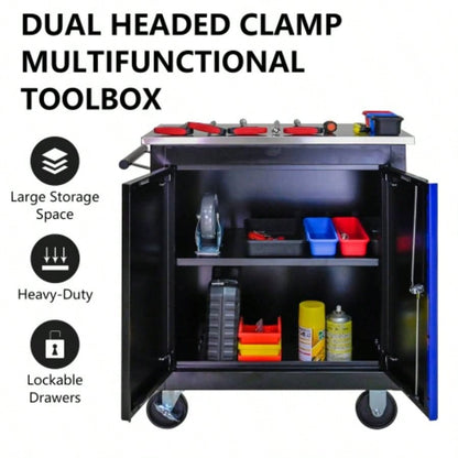 Movable Lockable Double Door Partition with Lock Multi - functional Hardware Storage Car Auto Repair Locker - BLAKBLUE