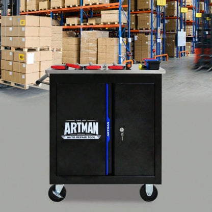 Movable Lockable Double Door Partition with Lock Multi - functional Hardware Storage Car Auto Repair Locker - BLAKBLUE