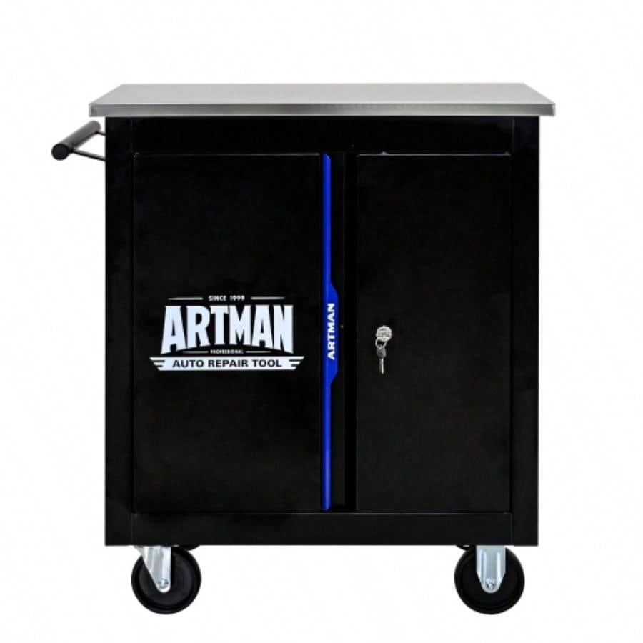 Movable Lockable Double Door Partition with Lock Multi - functional Hardware Storage Car Auto Repair Locker - BLAKBLUE