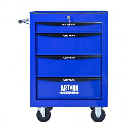 Rolling Metal Chest with 6 Drawers, 20 6 - Drawer Chest Cabinet with Ball Bearing Drawer Slides, Steel Storage Box Organizer - BLACKBLUE