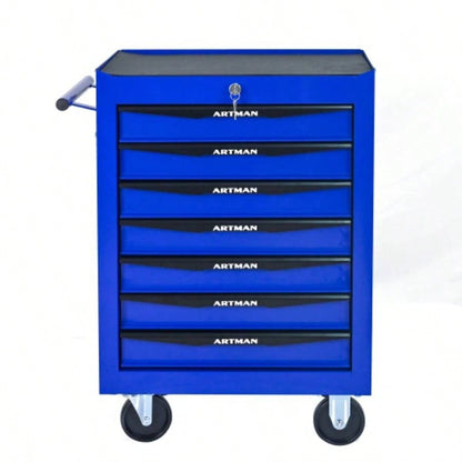 Rolling Metal Chest with 6 Drawers, 20 6 - Drawer Chest Cabinet with Ball Bearing Drawer Slides, Steel Storage Box Organizer - BLACKBLUE