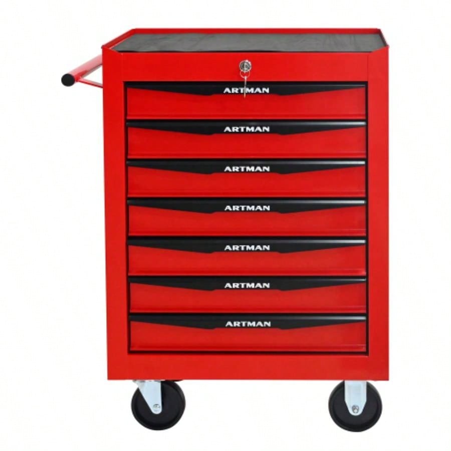 Rolling Metal Chest with 6 Drawers, 20 6 - Drawer Chest Cabinet with Ball Bearing Drawer Slides, Steel Storage Box Organizer - BLACKBLUE