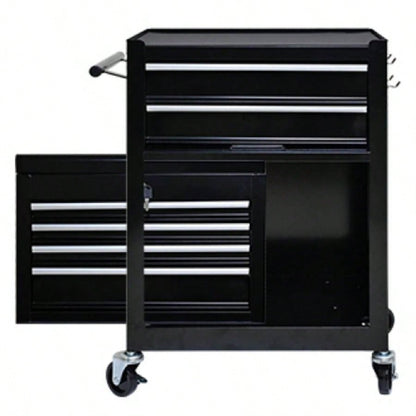 High Capacity Rolling Chest with Wheels and Drawers, 6 - Drawer Storage Cabinet - BLACK