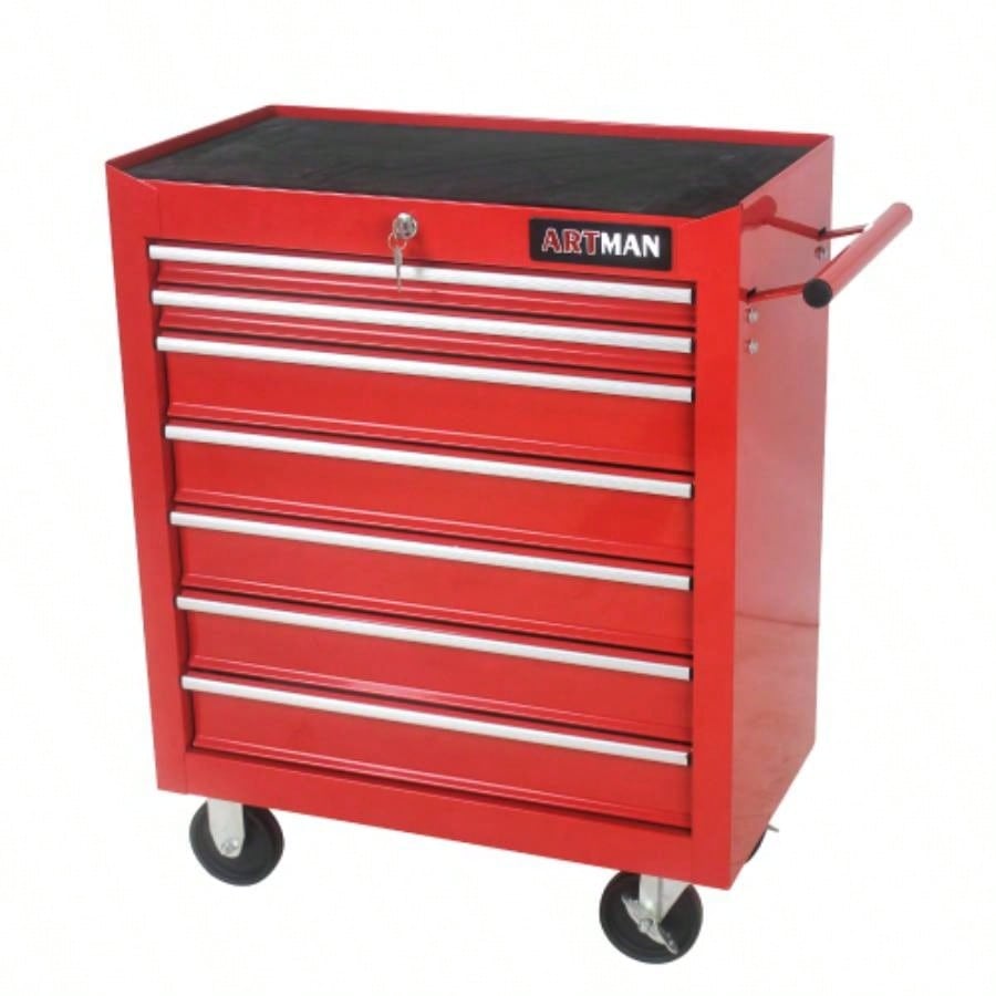 DRAWERS MULTIFUNCTIONAL CART WITH WHEELS - RED